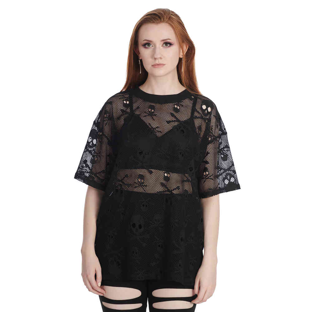 Banned - Skull Queen Long Top - Zwart
